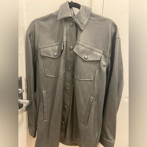 Avec Le Files Grey Faux Leather Shacket